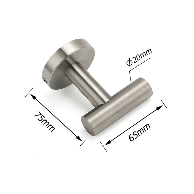 Brushed Nickel Robe Hook Hanger Organizer Bathroom Stainless Steel Accessory Kit.