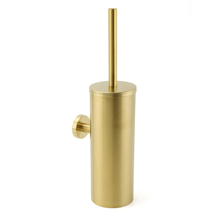 Bathroom Brushed Gold Stainless Steel Round Toilet Brush Wall Mounted Holder Cup.