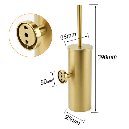 Bathroom Brushed Gold Stainless Steel Round Toilet Brush Wall Mounted Holder Cup.