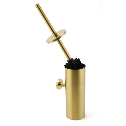 Bathroom Brushed Gold Stainless Steel Round Toilet Brush Wall Mounted Holder Cup.