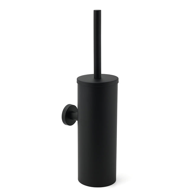 Matt Black Stainless Steel Round Toilet Brush Wall Holder Cup Bathroom Accessary.
