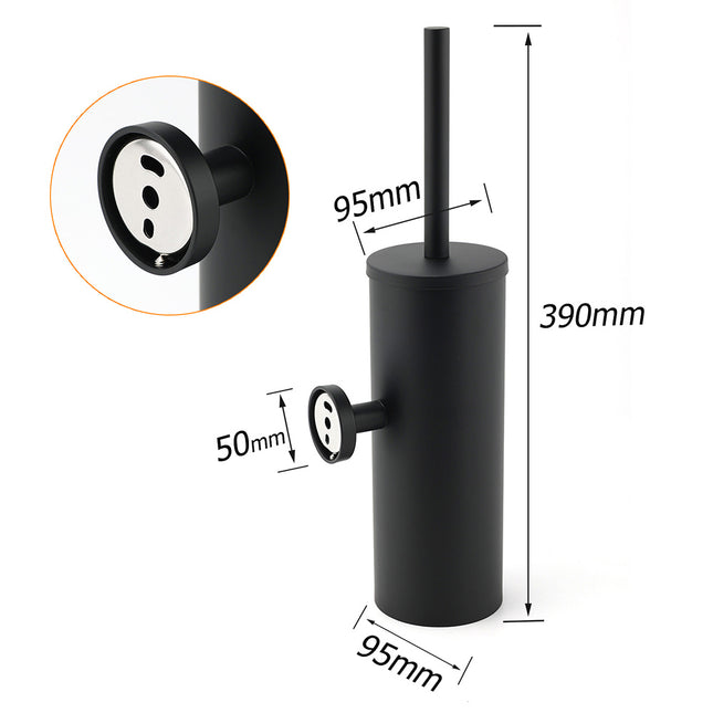 Matt Black Stainless Steel Round Toilet Brush Wall Holder Cup Bathroom Accessary.