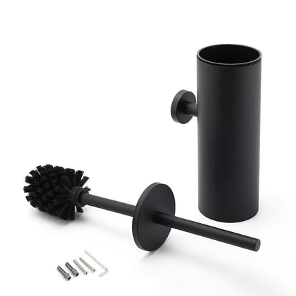 Matt Black Stainless Steel Round Toilet Brush Wall Holder Cup Bathroom Accessary.