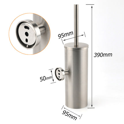 Brushed Nickel Silver Round Toilet Brush Stainless Steel Wall Mounted Holder Cup.