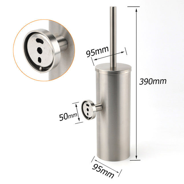 Brushed Nickel Silver Round Toilet Brush Stainless Steel Wall Mounted Holder Cup.