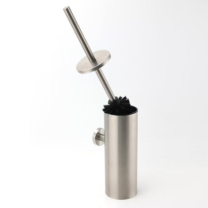 Brushed Nickel Silver Round Toilet Brush Stainless Steel Wall Mounted Holder Cup.