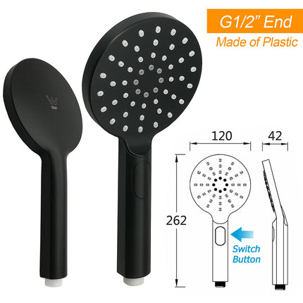 Matt Black 2in1 Round Shower 10" Rain Head 3 Mode Handheld Sliding Rail Diverter Mixer Set.