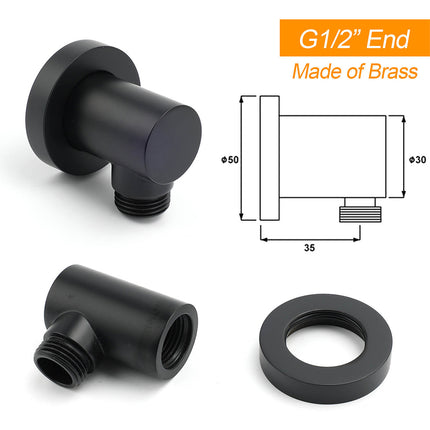 Matt Black 9" Round Rain Shower Head Handheld Adjustable Rail Arm Elbow Twin Set + Single Mixer.