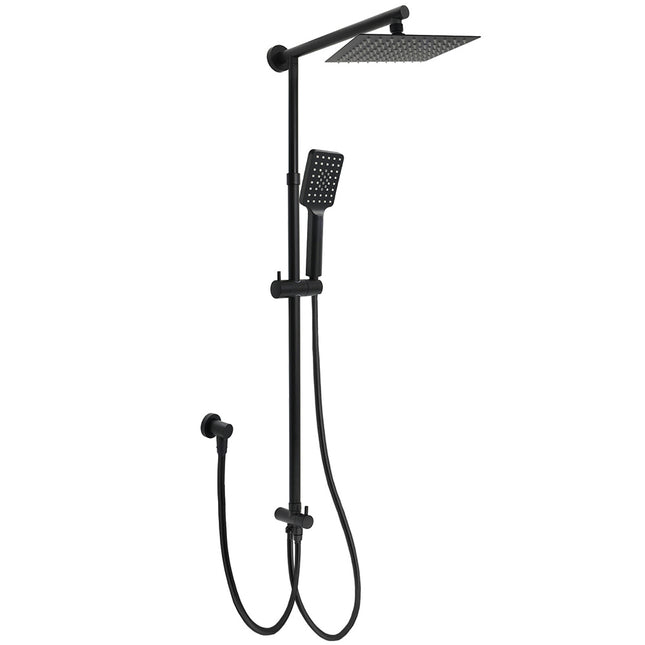 Matt Black 2in1 Set 8" Square Thin Shower Head Handheld Adjustable Silding Rail Arm.
