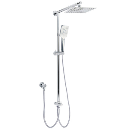 Chrome Square 8" Rain Shower Head 3 Mode Handheld Sliding Rail Arm 2 IN 1 Set Diverter.