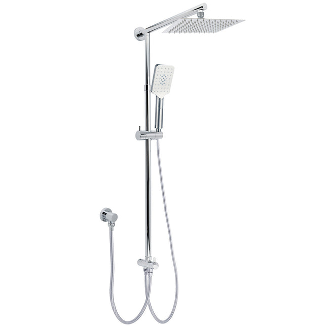 Chrome Square 8" Rain Shower Head 3 Mode Handheld Sliding Rail Arm 2 IN 1 Set Diverter.