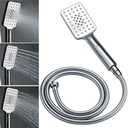 Chrome Square 8" Rain Shower Head 3 Mode Handheld Sliding Rail Arm 2 IN 1 Set Diverter.