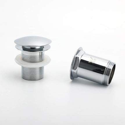 Chrome Round Basin 32mm Pop Up Brass Waste Plug Non Overflow Extension Length Drain Kit.