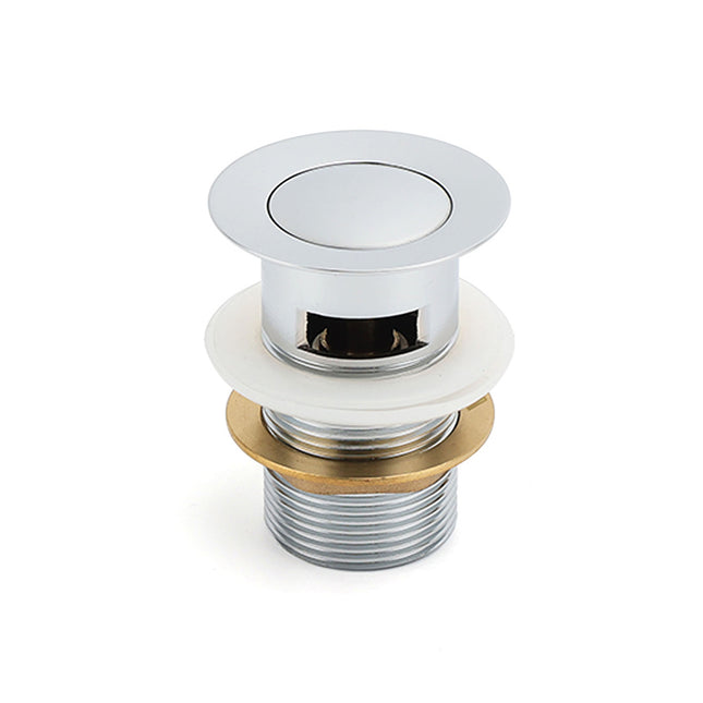 32mm Pop Up Push Brass Waste Plug Overflow Basin Sink Drain Chrome Kit Watermark.