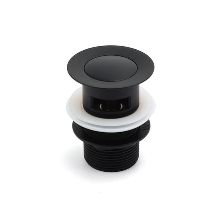 Matt Black Brass 32mm Push Pop Up Waste Plug Overflow Basin Sink Drain Outlet.
