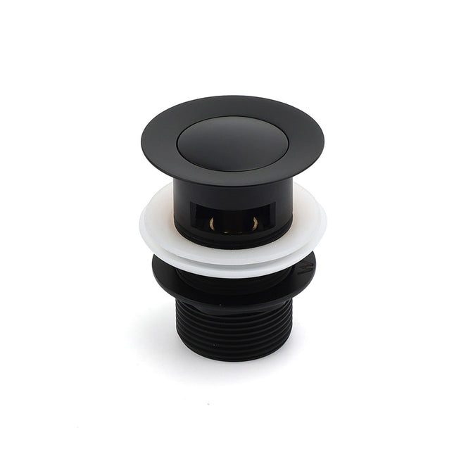Matt Black Brass 32mm Push Pop Up Waste Plug Overflow Basin Sink Drain Outlet.