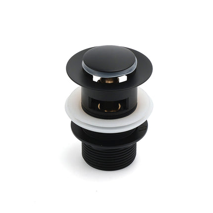 Matt Black Brass 32mm Push Pop Up Waste Plug Overflow Basin Sink Drain Outlet.