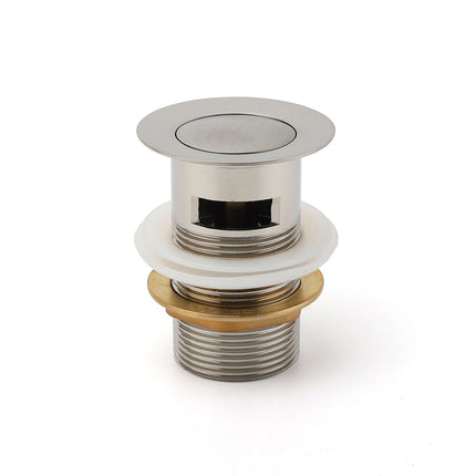 Brushed Nickel 32mm Push Pop Up Waste Plug Overflow Basin Sink Drain Outlet Kit.