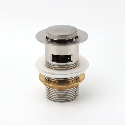Brushed Nickel 32mm Push Pop Up Waste Plug Overflow Basin Sink Drain Outlet Kit.