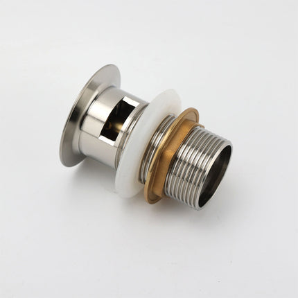 Brushed Nickel 32mm Push Pop Up Waste Plug Overflow Basin Sink Drain Outlet Kit.