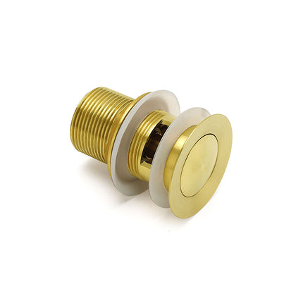 Brushed Gold 32mm Pop Up Push Waste Plug With Overflow Basin Sink Drain Outlet.