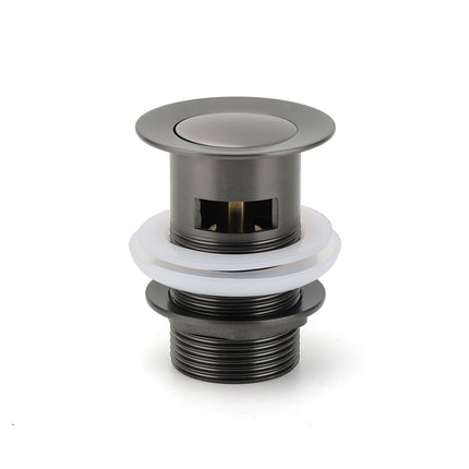 Gun Metal Brass 32mm Push Pop Up Plug Overflow Basin Sink Drain Outlet Waste Kit.