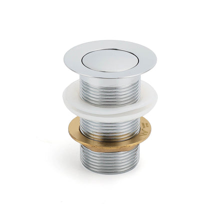 Silver 32mm Pop Up Push Brass Plug Without Overflow Basin Drain Waste Watermark.