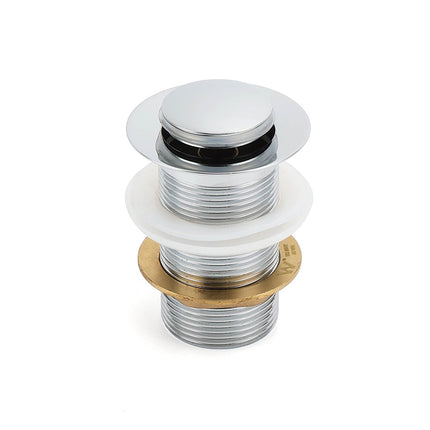 Silver 32mm Pop Up Push Brass Plug Without Overflow Basin Drain Waste Watermark.