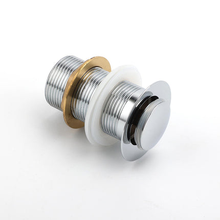 Silver 32mm Pop Up Push Brass Plug Without Overflow Basin Drain Waste Watermark.