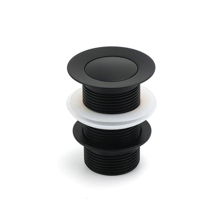 Matt Black Watermark 32mm Pop Up Push Brass Waste Plug No Overflow Basin Drain.