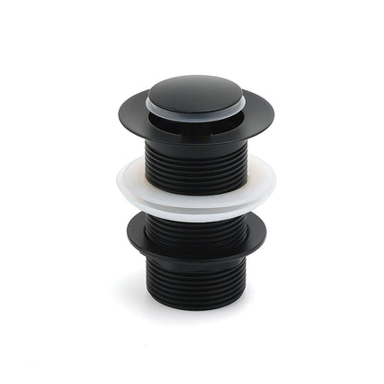 Matt Black Watermark 32mm Pop Up Push Brass Waste Plug No Overflow Basin Drain.