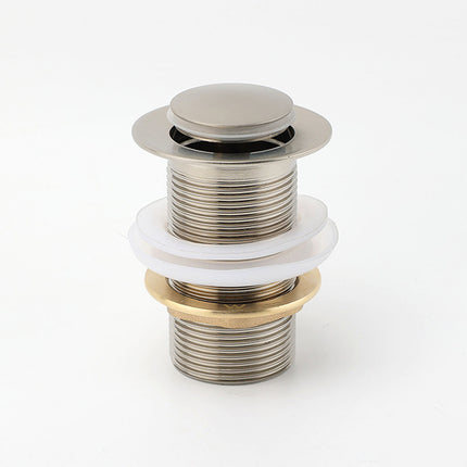 Brushed Nickel 32mm Push Pop Up Waste Plug Non-Overflow Basin Sink Drain Outlet.