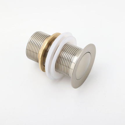 Brushed Nickel 32mm Push Pop Up Waste Plug Non-Overflow Basin Sink Drain Outlet.