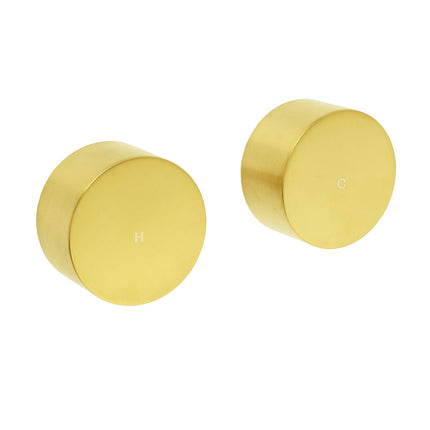 Brushed Gold 1/4 Turn Round Knob Hot Cold Tap Wall Set For Shower Vanity Spout.