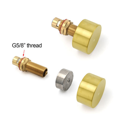 Brushed Gold 1/4 Turn Round Knob Hot Cold Tap Wall Set For Shower Vanity Spout.