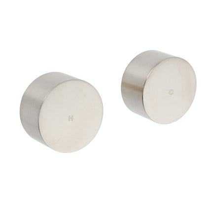 Brushed Nickel Round 1/4 Turn Twin Shower Taps Set Hot Cold Switch Vanity Mixer.