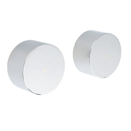 Polished Chrome Round 1/4 Turn Twin Shower Taps Set Hot Cold Water Switch Mixer.