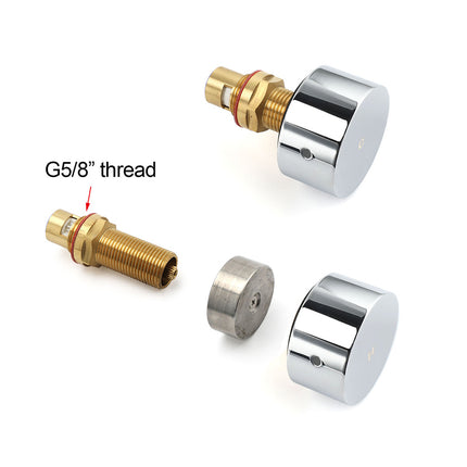 Polished Chrome Round 1/4 Turn Twin Shower Taps Set Hot Cold Water Switch Mixer.