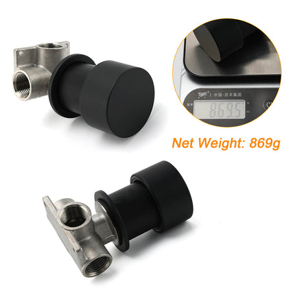Matt Black Round Knob Concealed Shower Mixer Valve Hot Cold Water Switch Tap Kit.