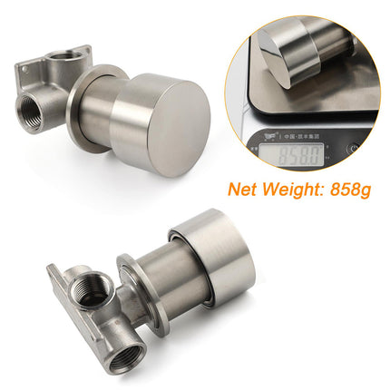 Brushed Nickel Bath Shower Mixer Round 1/4 Knob Hot Cold Tap Cartridge Spindle.