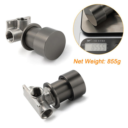 Gun Metal Round 1/4 Knob Handle Wall Mounted Shower Hot Cold Water Mixer Tap Kit.