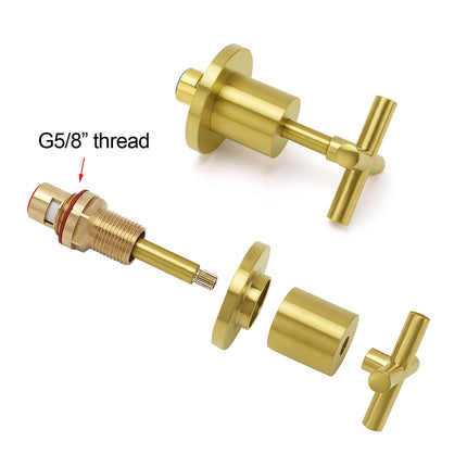 Brushed Gold Shower 1/4 Turn Twin Taps Basin Bath Spout Hot Cold Water Mixer Set.