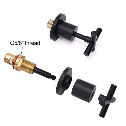 Matt Black 1/4 Turn Twin Taps Hot Cold Water Control Mixer For Bath Spout Shower.