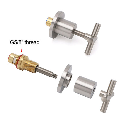 Brushed Nickel 1/4 Turn Twin Shower Taps Set Hot Cold Water Control Vanity Mixer.