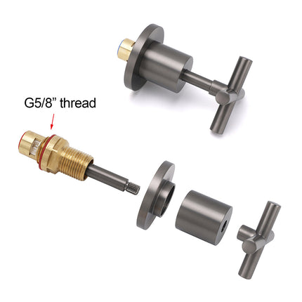 Gun Metal Shower 1/4 Turn Twin Taps Pair Bath Spout Hot Cold Water Mixer Valve.