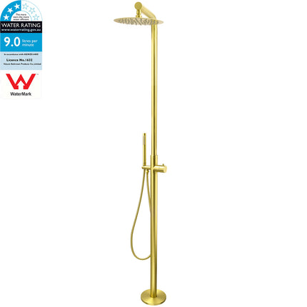 WELS Brushed Gold Twin Shower Handset Combo Set Outdoor Washing 10" Head 316 SUS.