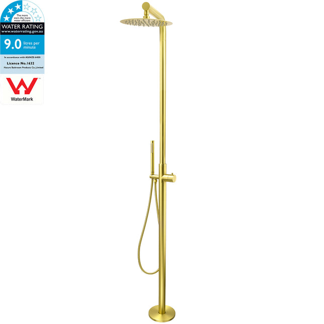 WELS Brushed Gold Twin Shower Handset Combo Set Outdoor Washing 10" Head 316 SUS.