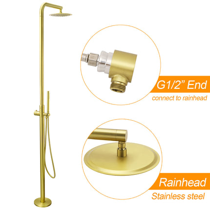 WELS Brushed Gold Twin Shower Handset Combo Set Outdoor Washing 10" Head 316 SUS.