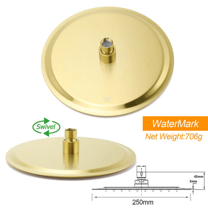 WELS Brushed Gold Twin Shower Handset Combo Set Outdoor Washing 10" Head 316 SUS.