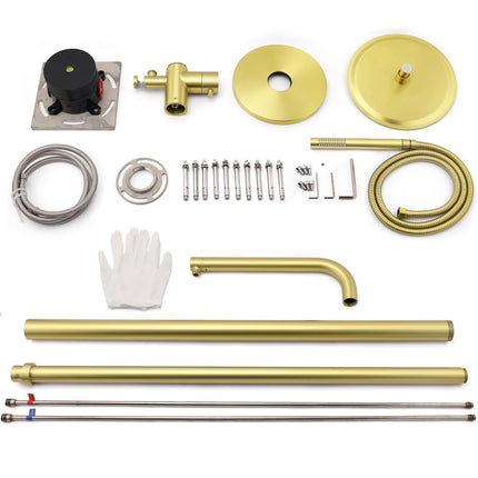 WELS Brushed Gold Twin Shower Handset Combo Set Outdoor Washing 10" Head 316 SUS.